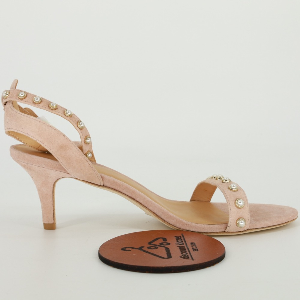 Joie Malina Pearl Peach Suede Kitten Heel Sandals Size 9 EU 39 Open Toe Elegant